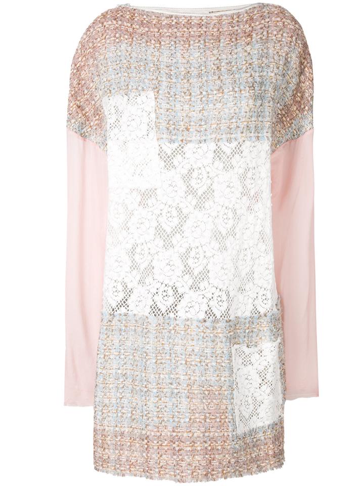Faith Connexion Tweed And Lace Patch Mini Dress - Multicolour