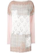 Faith Connexion Tweed And Lace Patch Mini Dress - Multicolour