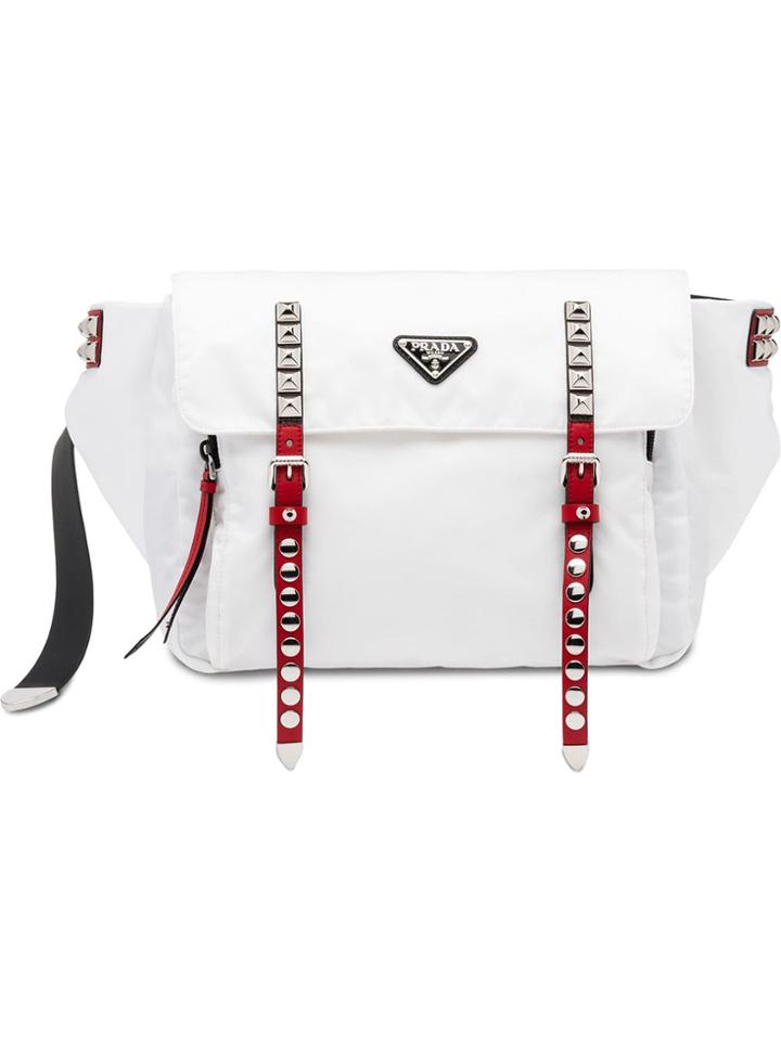 Prada Logo Plaque Belt Bag - White