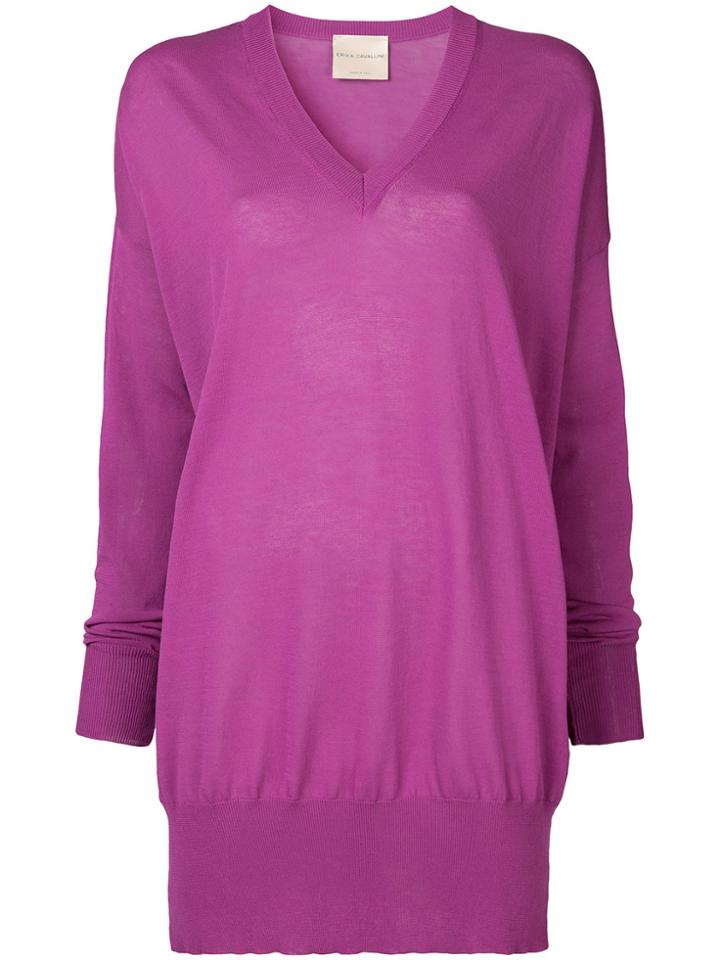 Erika Cavallini V-neck Oversized Jumper - Pink & Purple