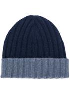 Barba Contrast Knit Cap - Blue