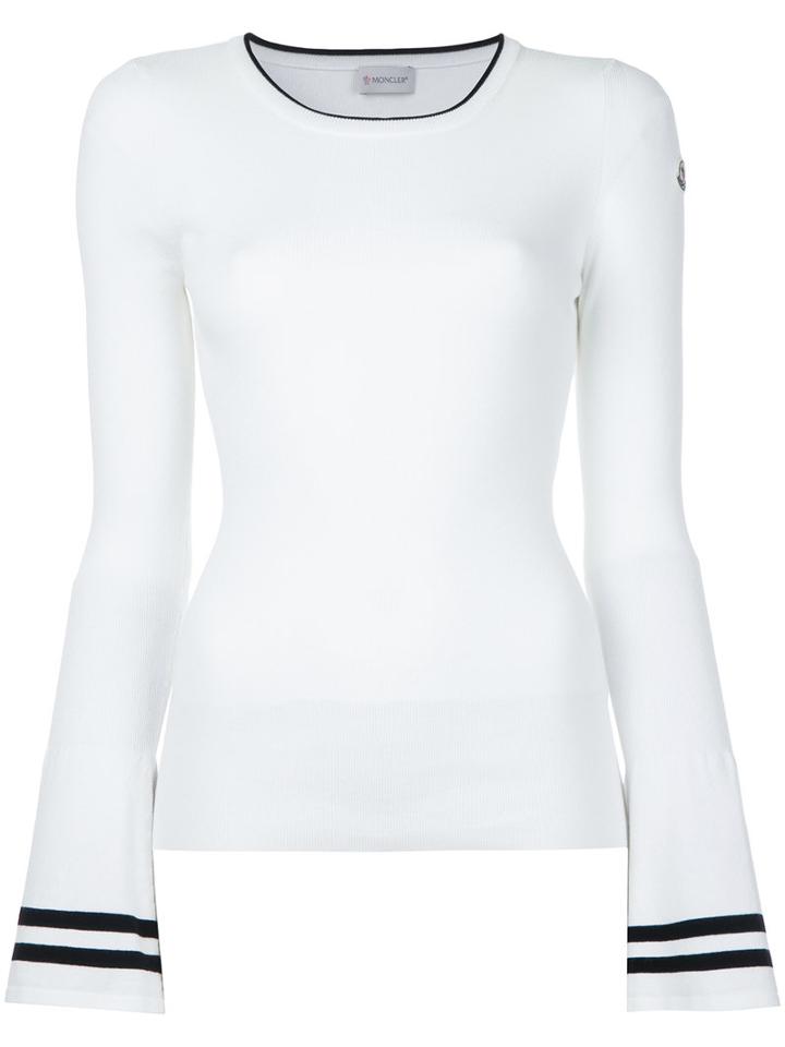 Moncler - Flared Sleeve Knitted Top - Women - Polyester/viscose - M, White, Polyester/viscose