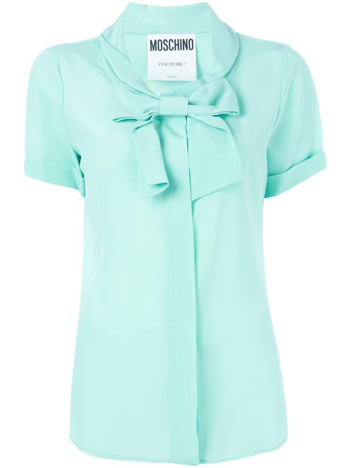 Moschino Bow Detail Blouse, Women's, Size: 46, Green, Silk/rayon/spandex/elastane