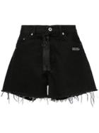 Off-white Floral Embroidered Denim Shorts - Black