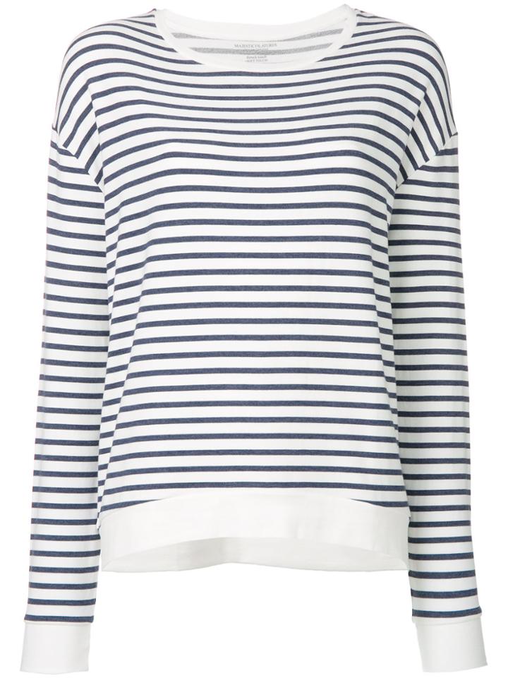 Majestic Filatures Oversized Striped Jersey Top - Blue