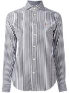 Polo Ralph Lauren Embroidered Logo Striped Shirt, Women's, Size: 10, Black, Cotton/nylon/spandex/elastane