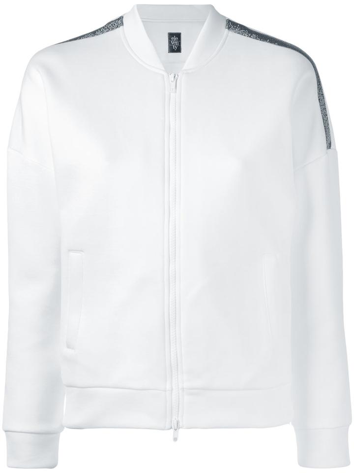 Eleventy - Studded Stripe Track Top - Women - Cotton/polyamide - S, White, Cotton/polyamide