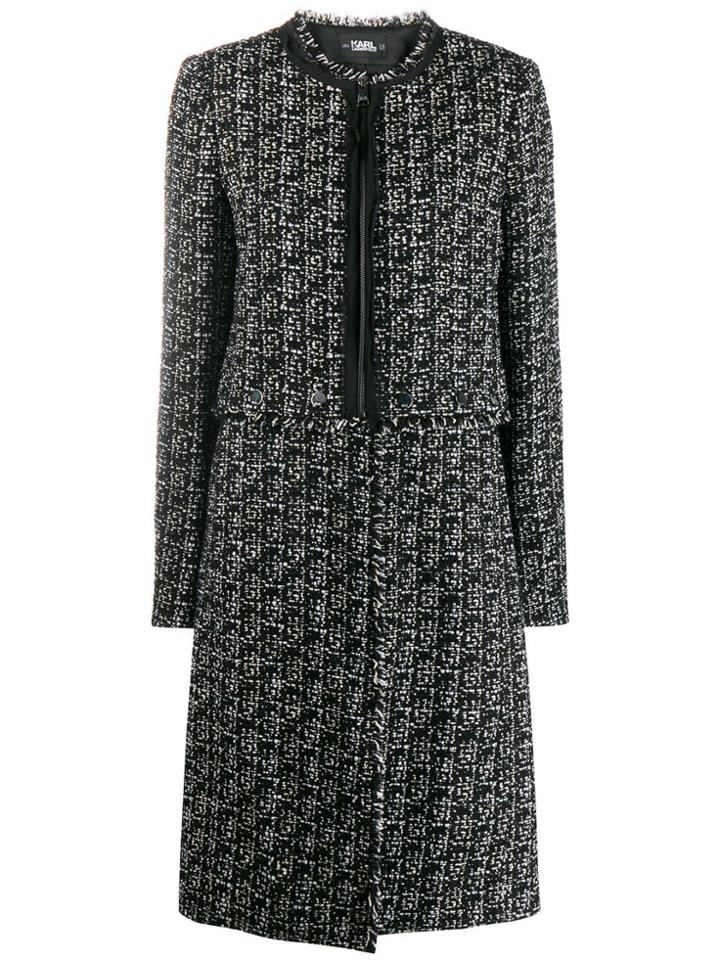 Karl Lagerfeld Detachable Bottom Boucle Coat - Black