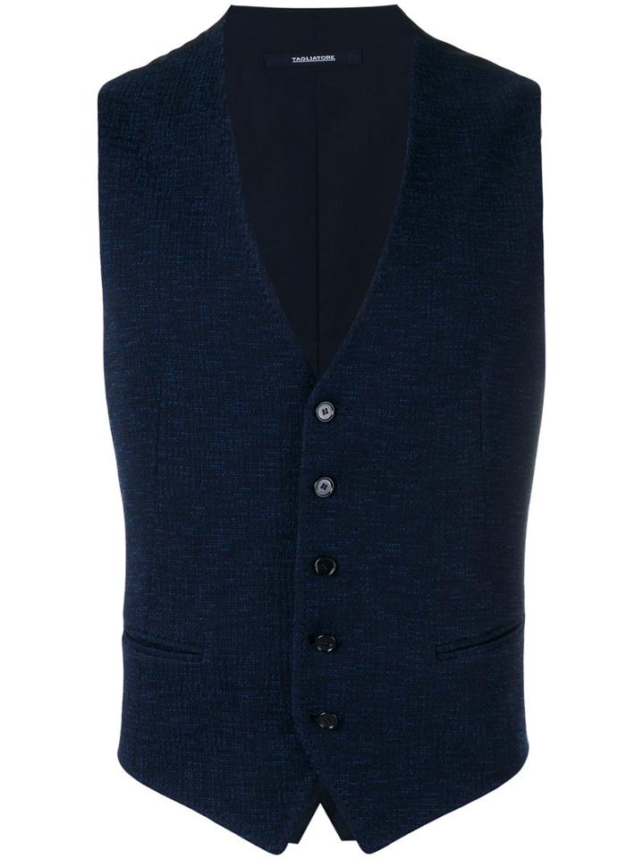 Tagliatore - Weave Waistcoat - Men - Cotton - 54, Blue, Cotton