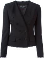 Dolce & Gabbana Wrap Double Breasted Blazer, Women's, Size: 42, Black, Silk/spandex/elastane/virgin Wool