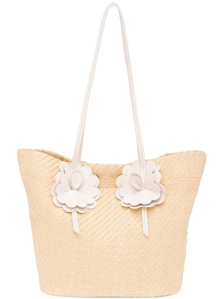 Miu Miu Woven Strap Tote - Neutrals