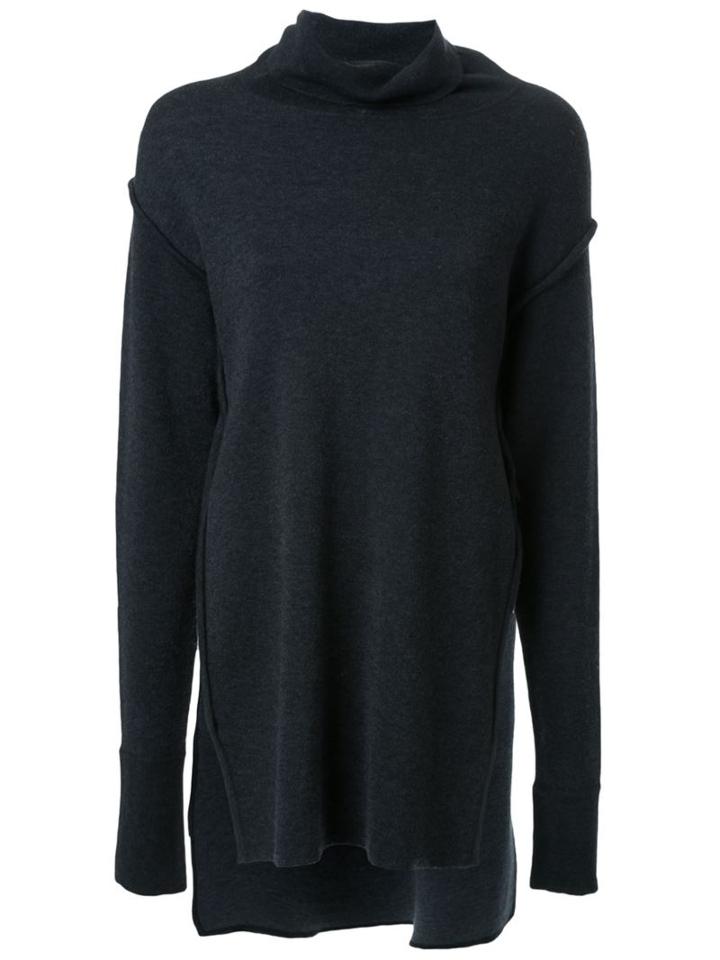 Fad Three Long Tail Knitted Blouse, Women's, Grey, Nylon/acetate/wool