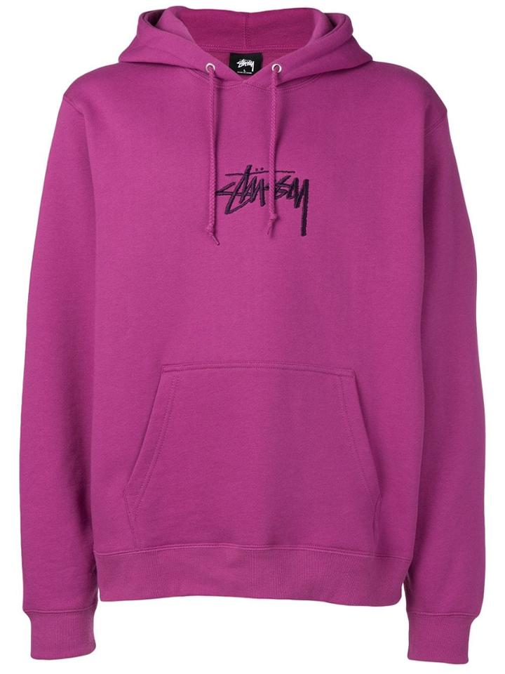 Stussy Embroidered Logo Hoodie - Pink