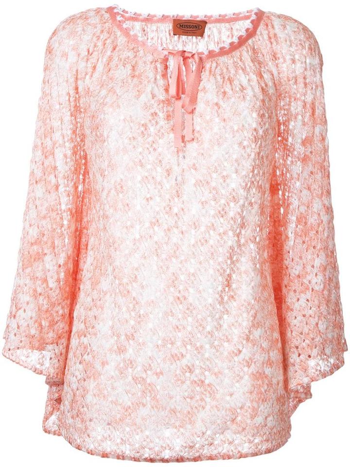 Missoni Bow Detail Neck Blouse, Women's, Size: 46, Pink/purple, Viscose