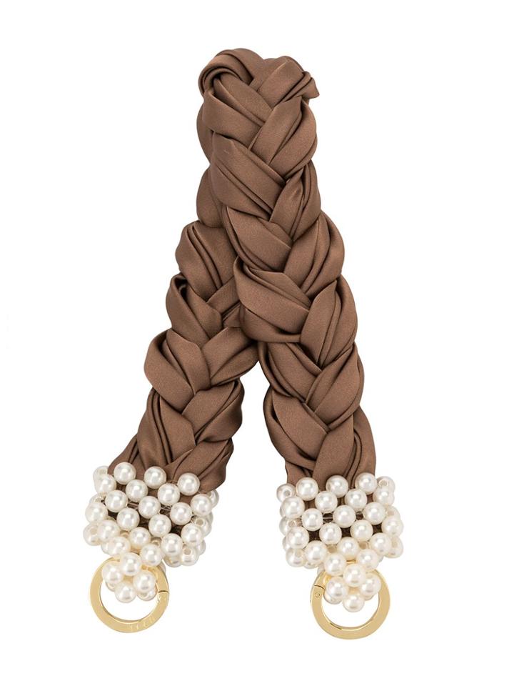 0711 Large Bead-embellished Handle - Brown