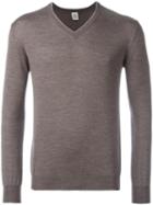 Eleventy V-neck Jumper, Men's, Size: Xxxl, Brown, Silk/merino