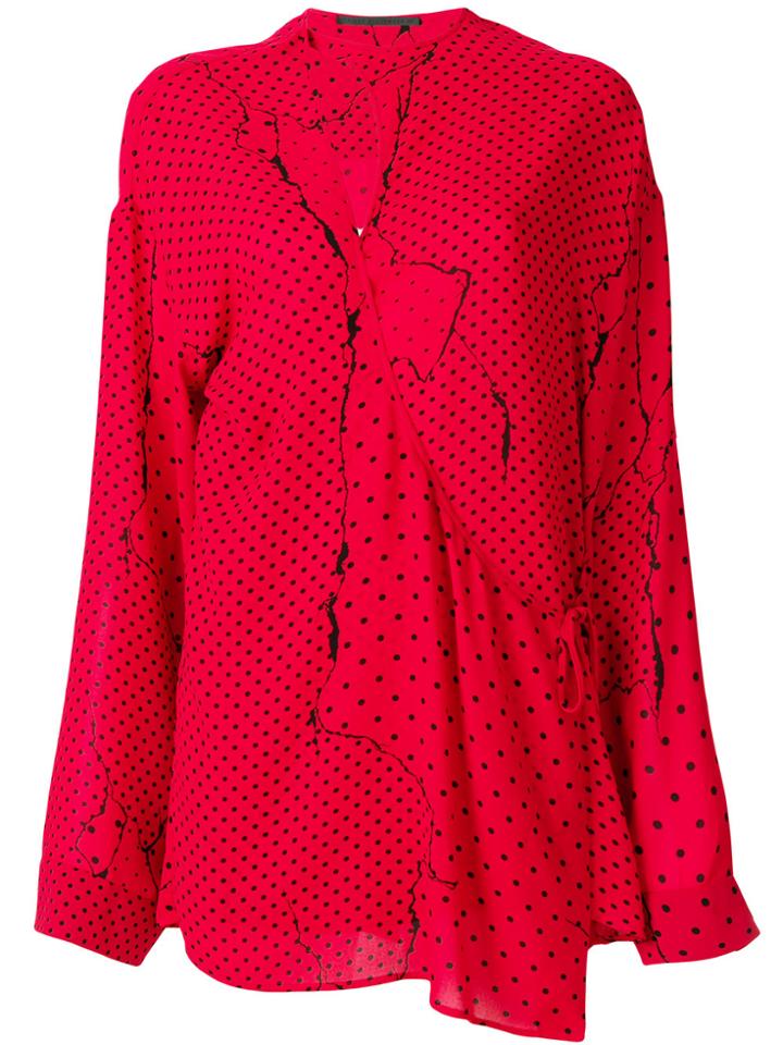 Haider Ackermann Asymmetric Dotted Blouse - Red