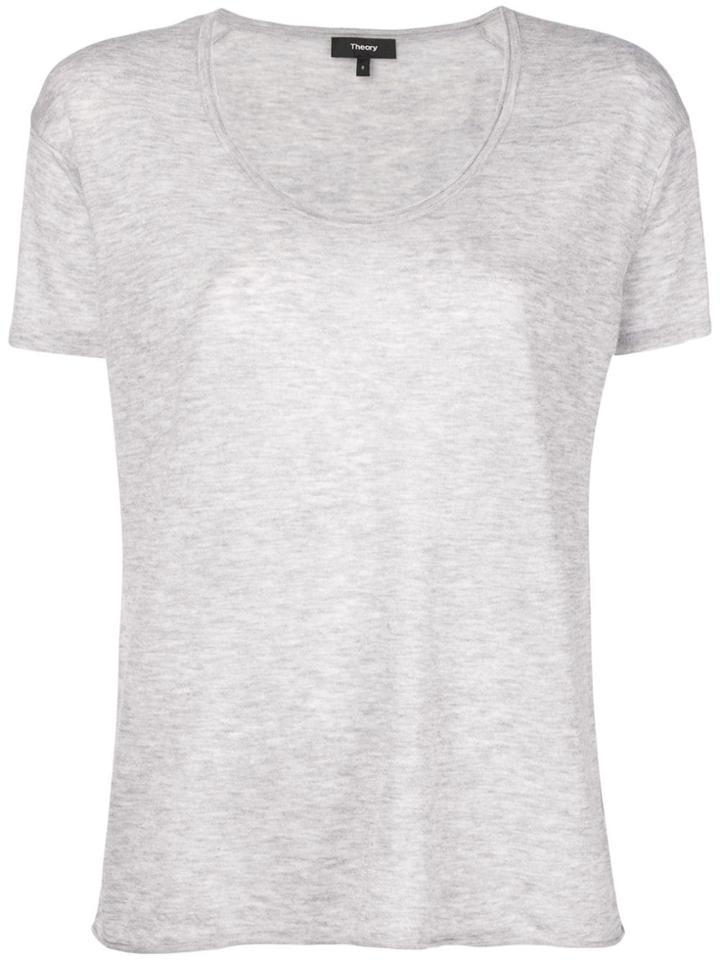 Theory Cashmere Fine Knit Top - Grey