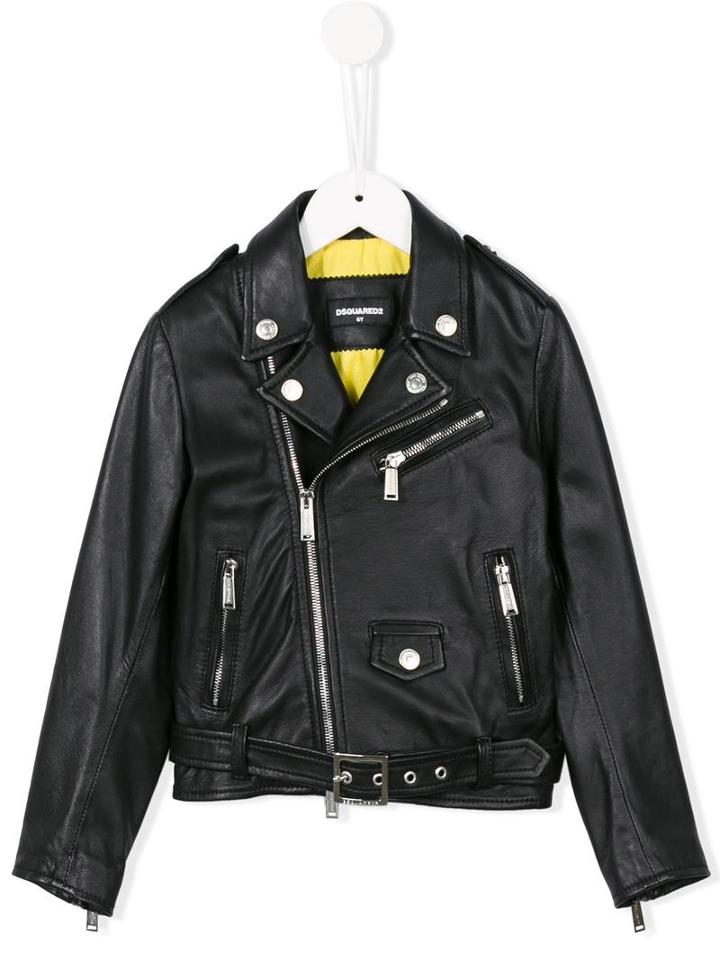 Biker Jacket, Boy's, Size: 6 Yrs, Black, Dsquared2 Kids