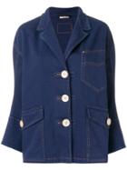 Miu Miu Single Breasted Denim Blazer - Blue