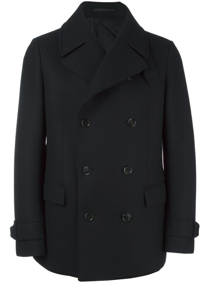 Z Zegna Double Breasted Coat, Men's, Size: 50, Black, Wool/polyester/polyamide/cupro