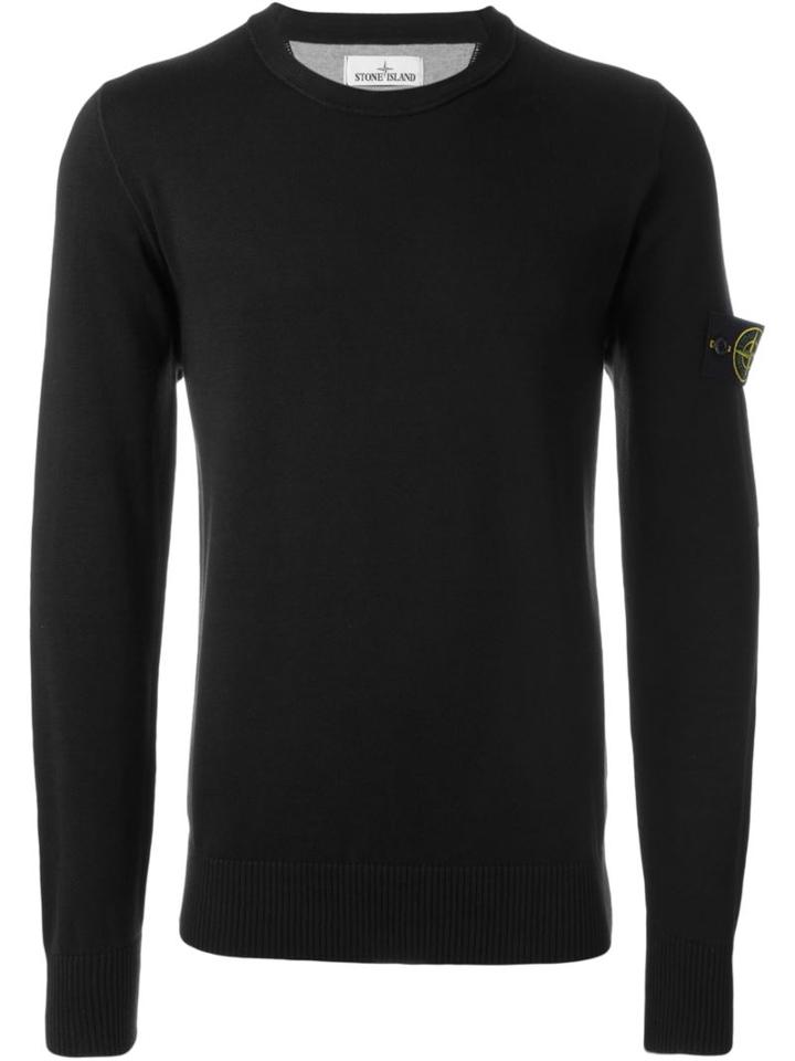 Stone Island Crew Neck Sweatshirt, Men's, Size: Small, Black, Cotton