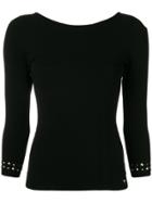 Twin-set Studded-cuffs Fitted Sweater - Black