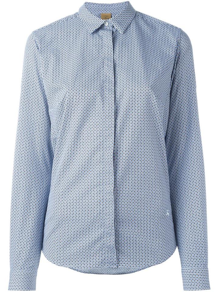 Fay Geometric Print Shirt, Women's, Size: Large, Blue, Cotton