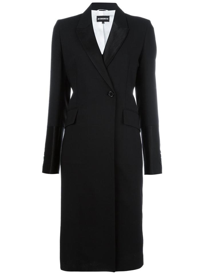 Ann Demeulemeester Double Breasted Coat, Women's, Size: 40, Black, Virgin Wool/linen/flax/cotton/rayon