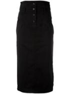 No21 High-waisted Midi Skirt, Women's, Size: 40, Black, Cotton/spandex/elastane