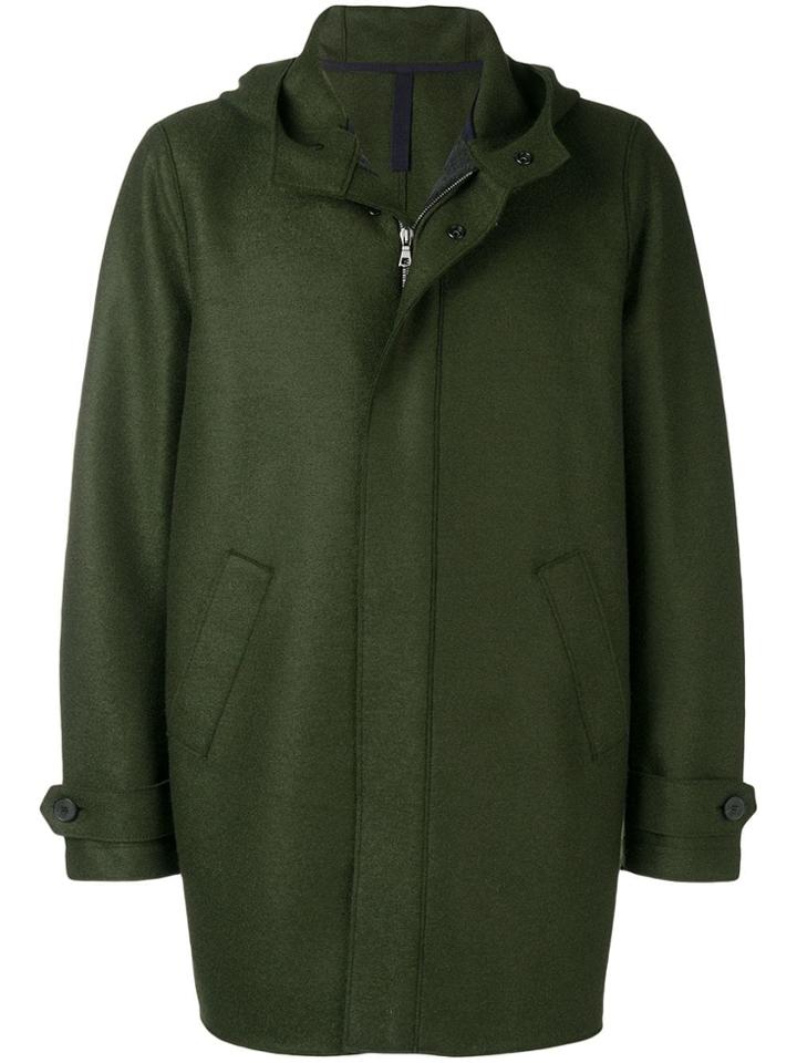 Harris Wharf London Short Hooded Coat - Green