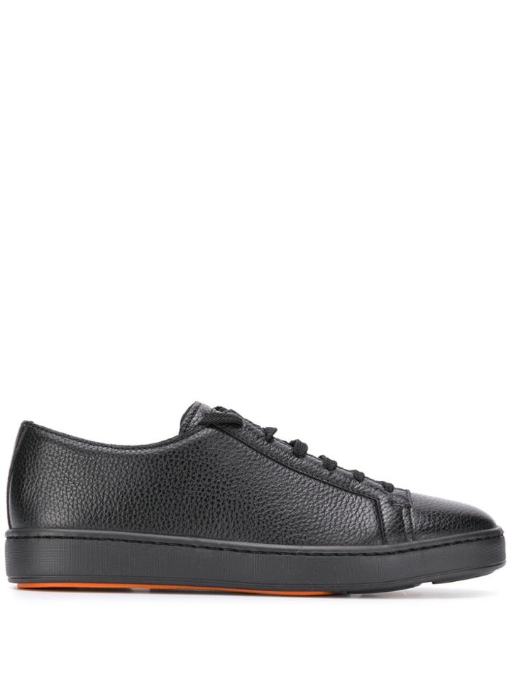 Santoni Pebbled Low Sneakers - Black