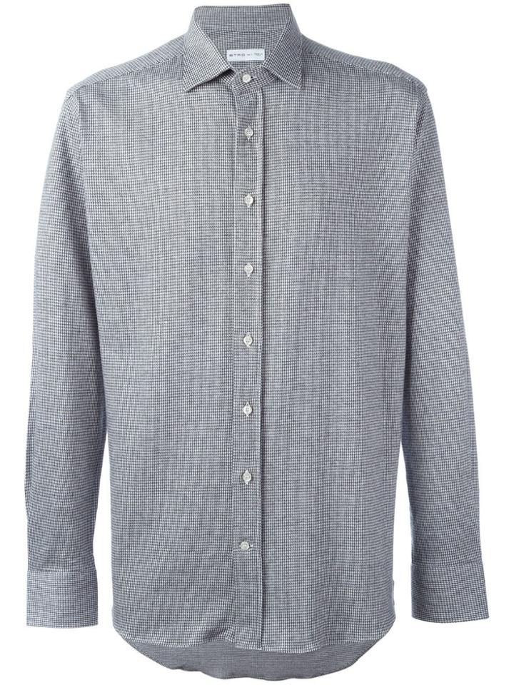 Etro Micro Houndstooth Shirt - Grey