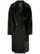 Dkny Double Breasted Faux Fur Coat - Black