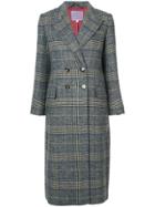 Alexa Chung Plaid Double Breasted Coat - Grey