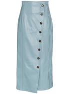 Rejina Pyo High Waisted Faux Leather Midi Skirt - Blue