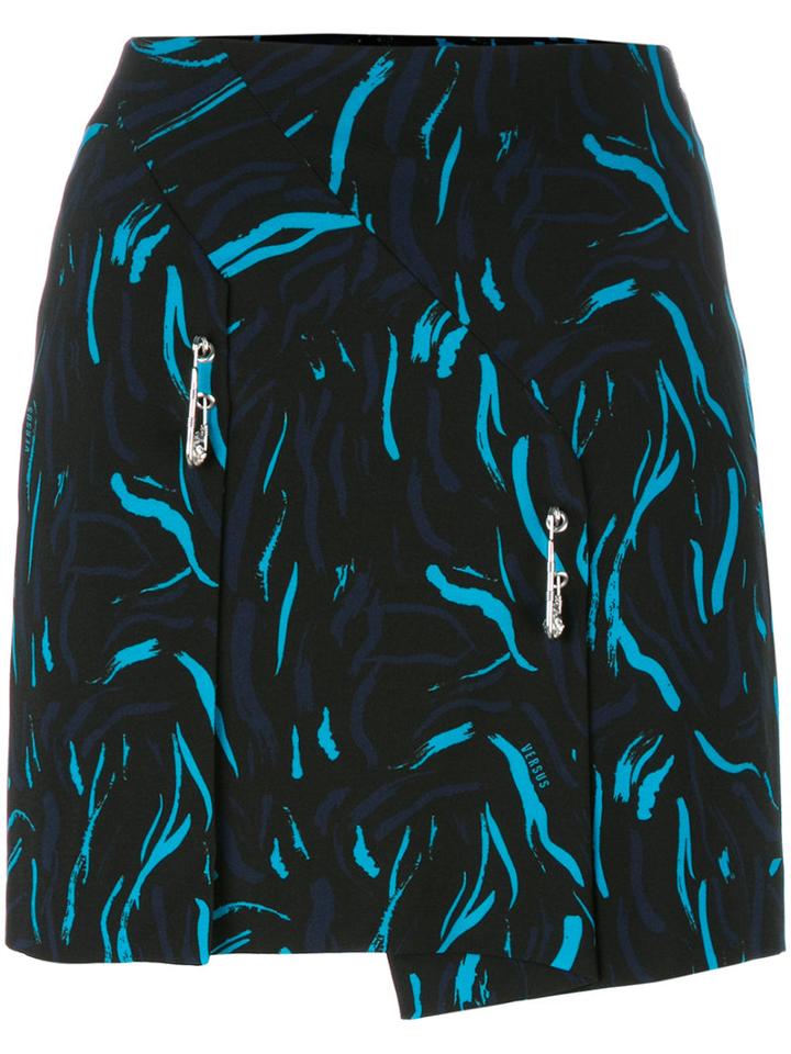 Versus Printed Skirt, Women's, Size: 36, Black, Polyester/spandex/elastane/polyamide/viscose