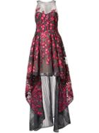 Marchesa Notte Floral Patches Dress, Women's, Size: 12, Black, Polyester