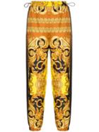 Versace Baroque-print Silk Track Trousers - Black
