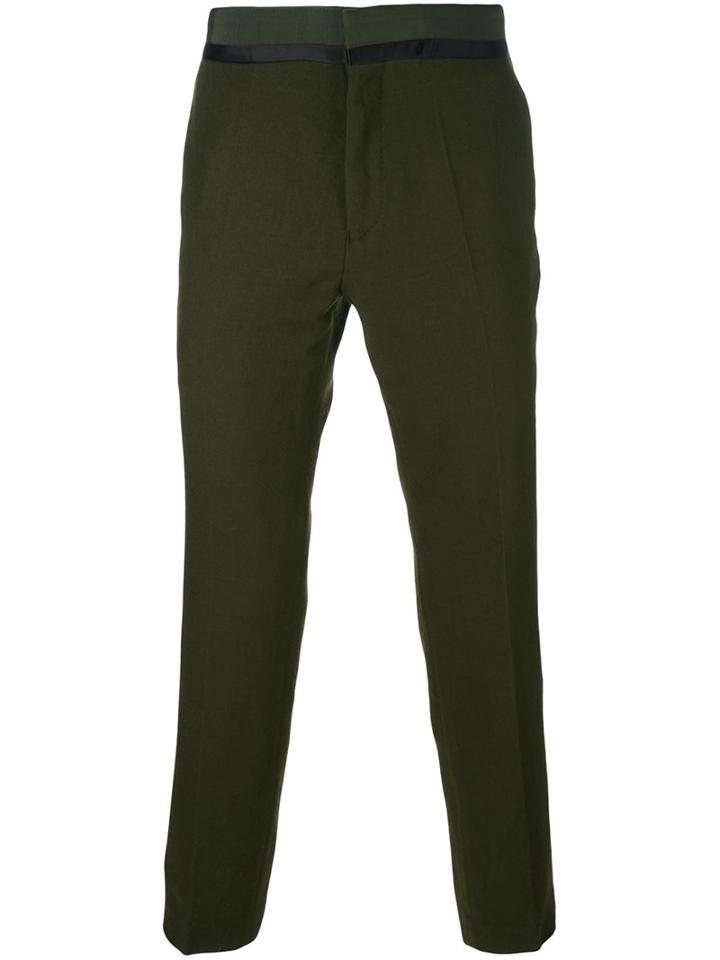 Haider Ackermann Slim-fit Tailored Trousers, Men's, Size: 46, Green, Silk/cotton/virgin Wool