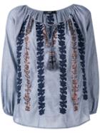Steffen Schraut - Embroidered Sequin Blouse - Women - Cotton - 40, Blue, Cotton