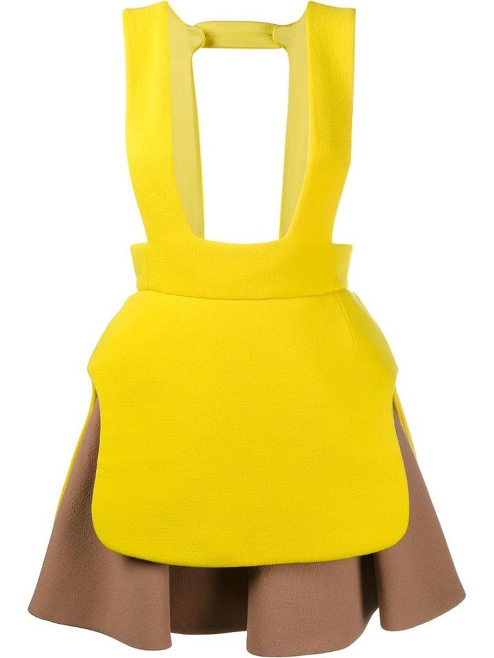 Delpozo Layered Bicolour Pinafore, Women's, Size: 38, Yellow/orange, Acetate/viscose/virgin Wool