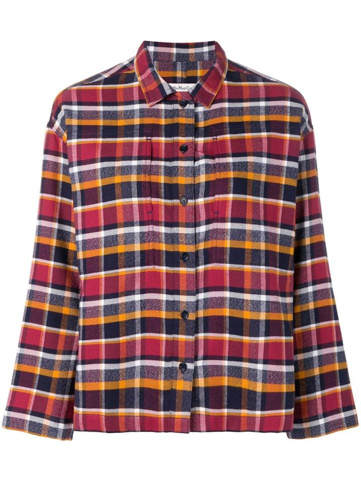 Ymc Boxy Check Print Shirt - Red