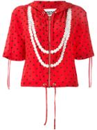 Moschino Polka Dot Trompe-l'oeil Pearl Hoodie, Women's, Size: 40, Red, Silk