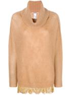 Twin-set Lace Panel Jumper - Brown