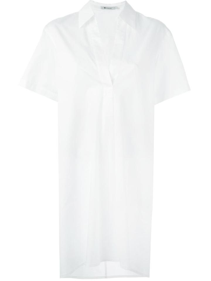 T By Alexander Wang Front Pleat Shirt Dress, Women's, Size: 6, White, Cotton