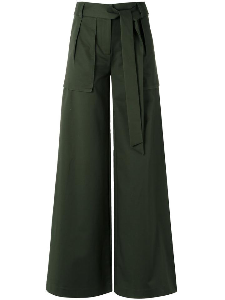 Giuliana Romanno Palazzo Pants, Women's, Size: 38, Green, Cotton/elastodiene