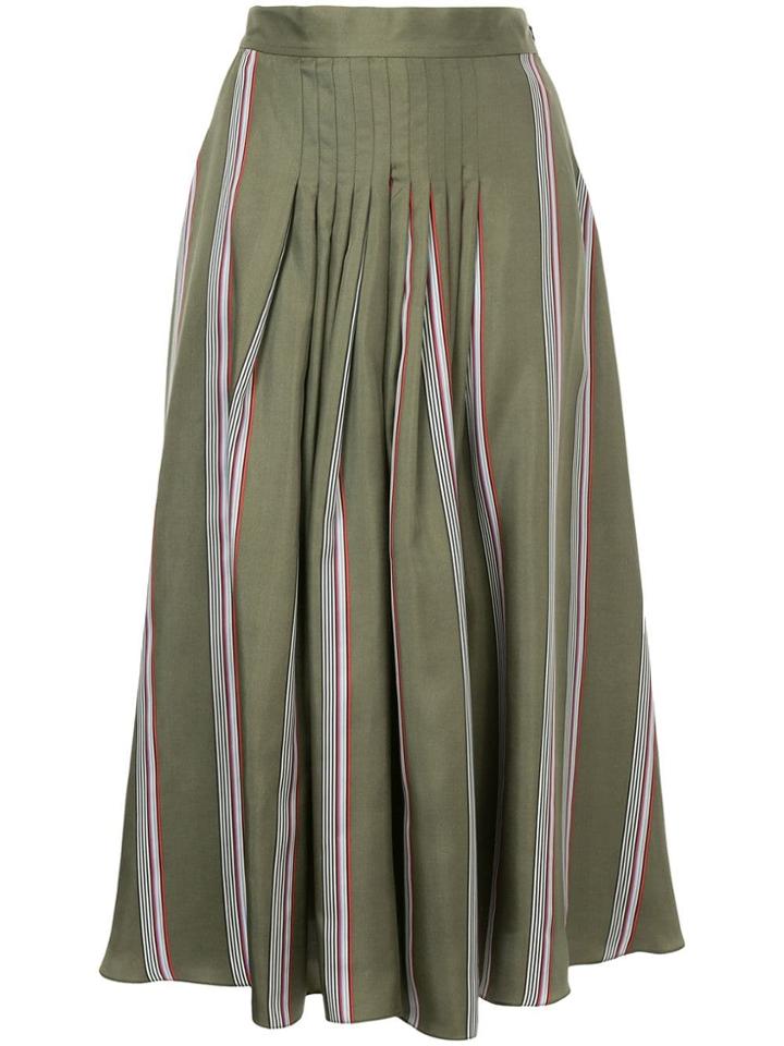 Roksanda Stripe Pleated Detailing Skirt - Green