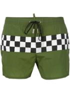Dsquared2 - Checkerboard Swim Shorts - Men - Nylon/spandex/elastane - 48, Green, Nylon/spandex/elastane
