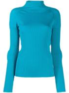 Circus Hotel Turtleneck Ribbed Knit Jumper - Blue
